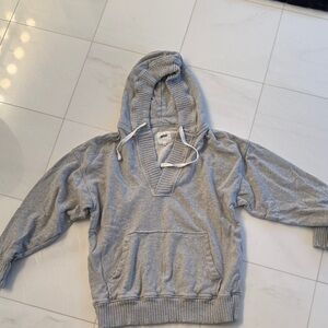 Aerie Light Gray Ribbed Hoodie